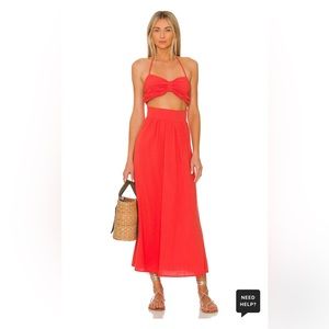 Revolve SNDYS Boat Linen Dress in Spice